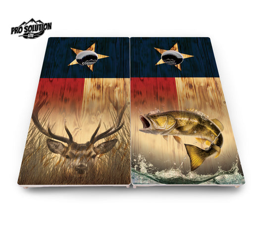 Texas Flag Deer & Fish Cornhole Boards — Pro Lite Series