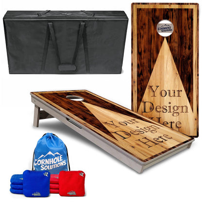 Tournament Cornhole Bundle — Wood Triangle Logo | Boards, Bags & Case