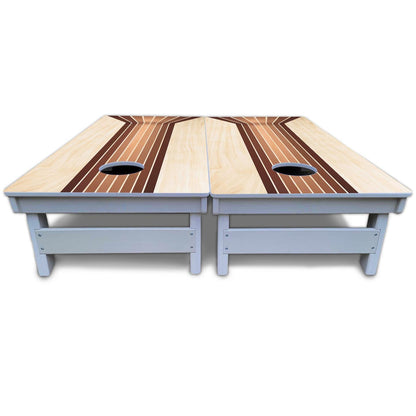 Retro Wood Lines Cornhole Boards - All Weather Series