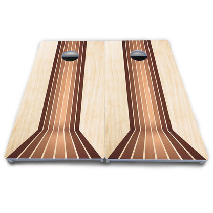 Retro Wood Lines Cornhole Boards - All Weather Series