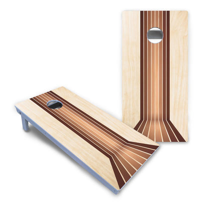 Retro Wood Lines Cornhole Boards - All Weather Series