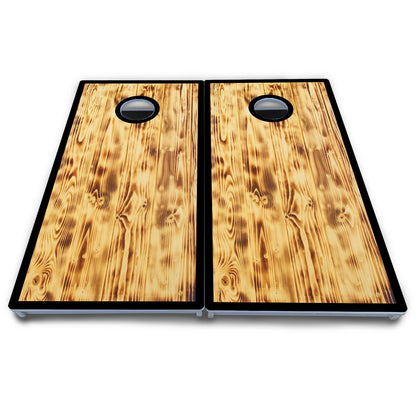 Burnt Wood Black Border Cornhole Boards - All Weather Series